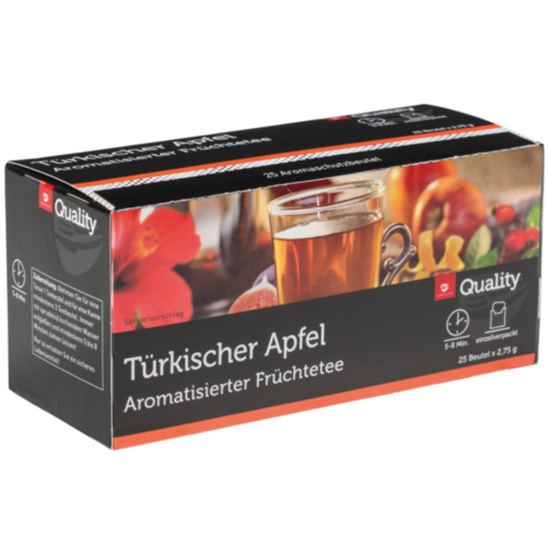 Quality Tee Türkischer Apfel Tassenportionen im Aromaschutzbeutel 25er fruchtiger Apfeltee mit exotischer Note